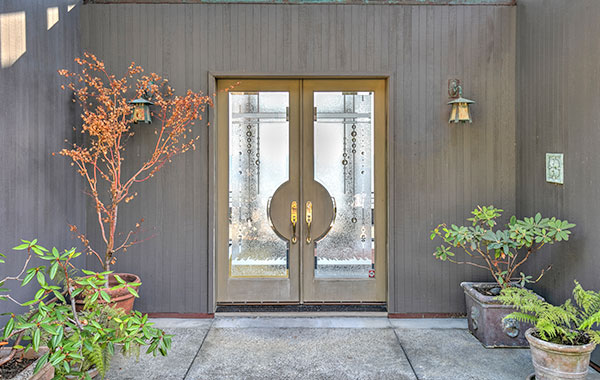 Home exterior with energy efficient door.